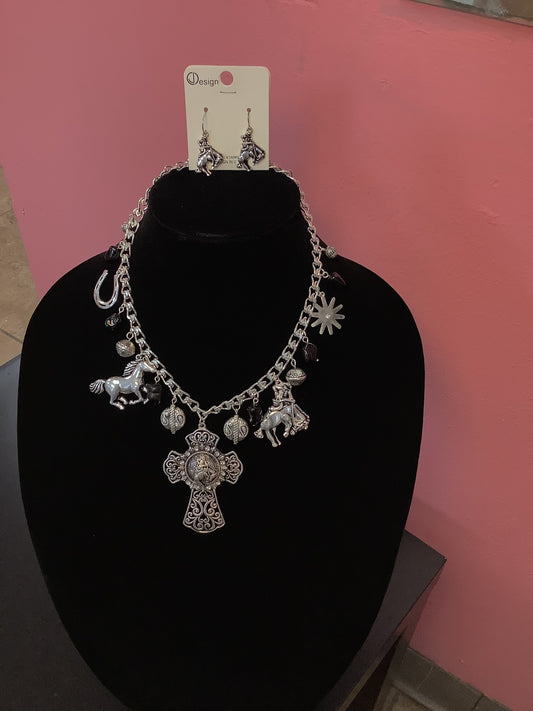 Western Cross Charm Necklace
