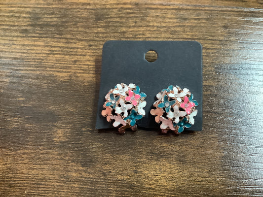 Multi Flower Clip Earrings