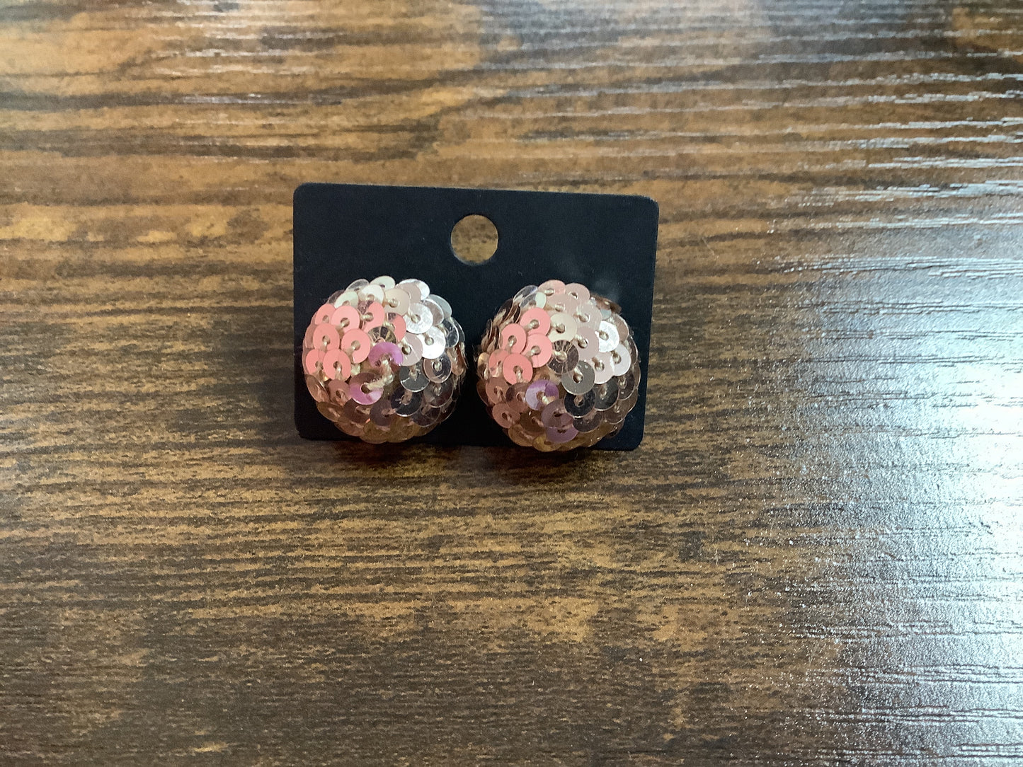 Gold Sequined Stud Earrings