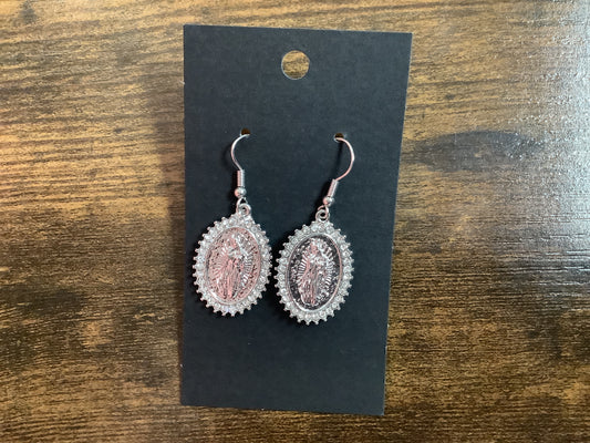 Silver Virgin Mary Earrings