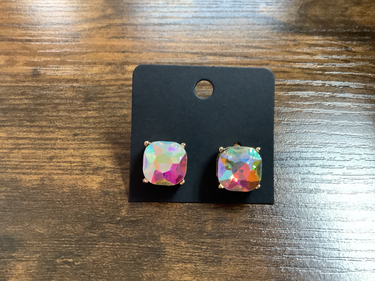 Iridescent with Gold Stud Earrings