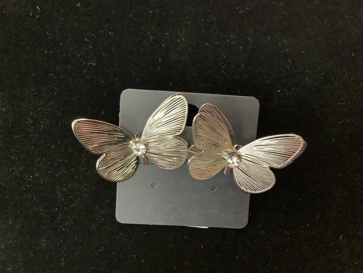 Silver Stud Buttrflty Earrings