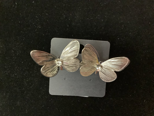 Silver Stud Butterfly Earrings
