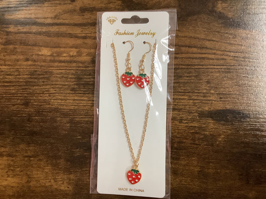 Strawberry Earrings and Necklace
