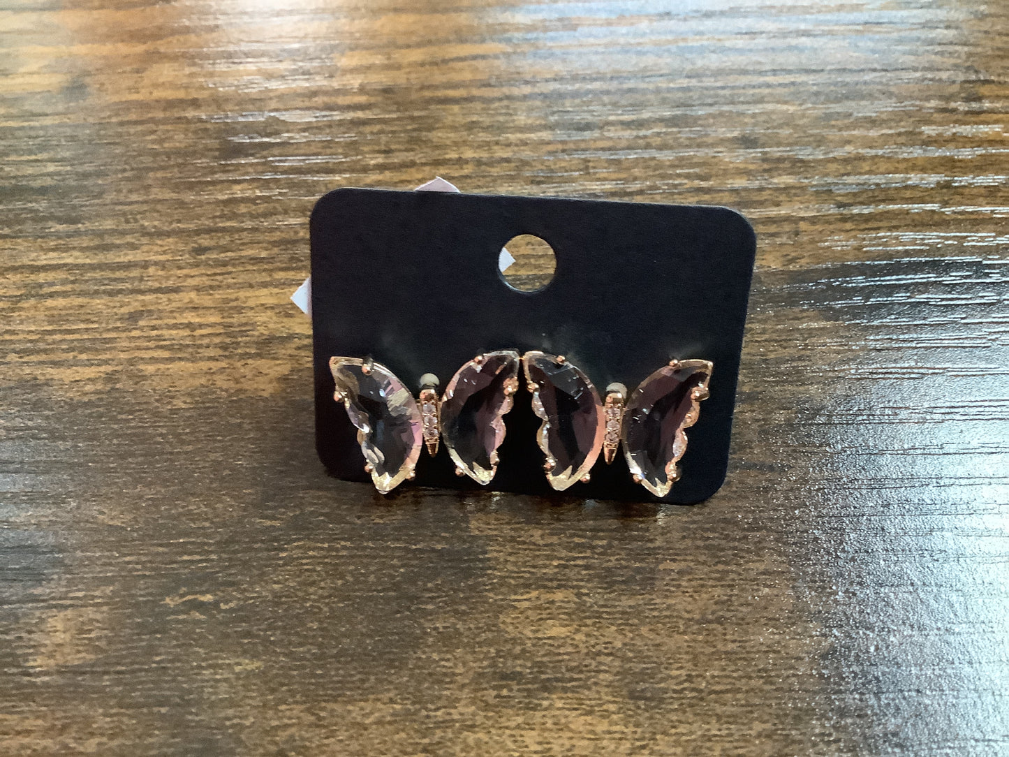 Clear Stud Butterfly Earrings