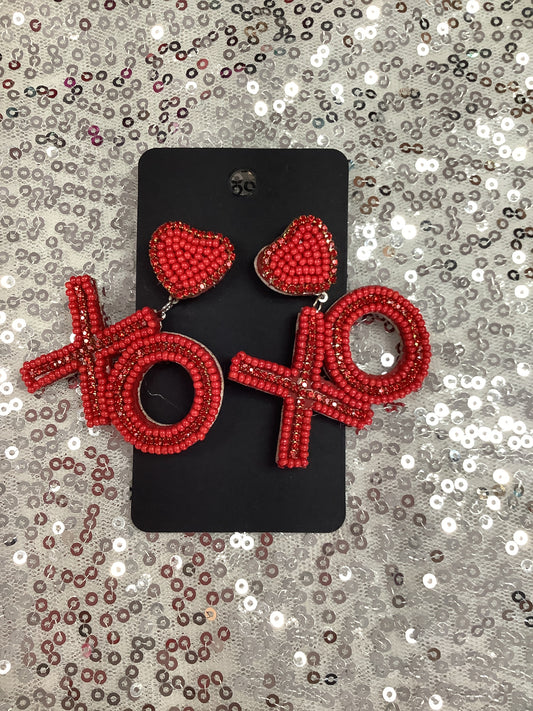 XO valentines Red Earrings