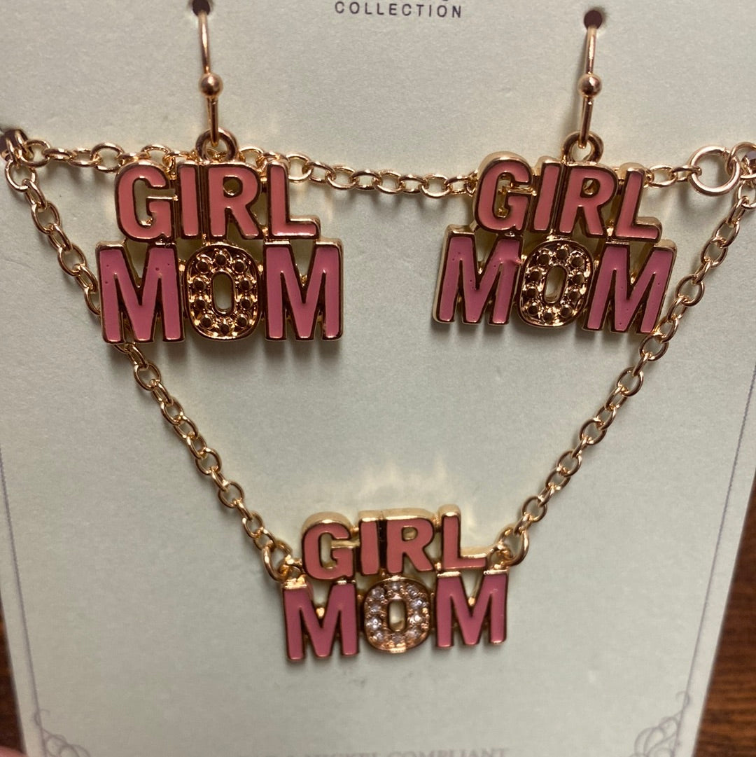Girl Mom Earring and Necklace Set