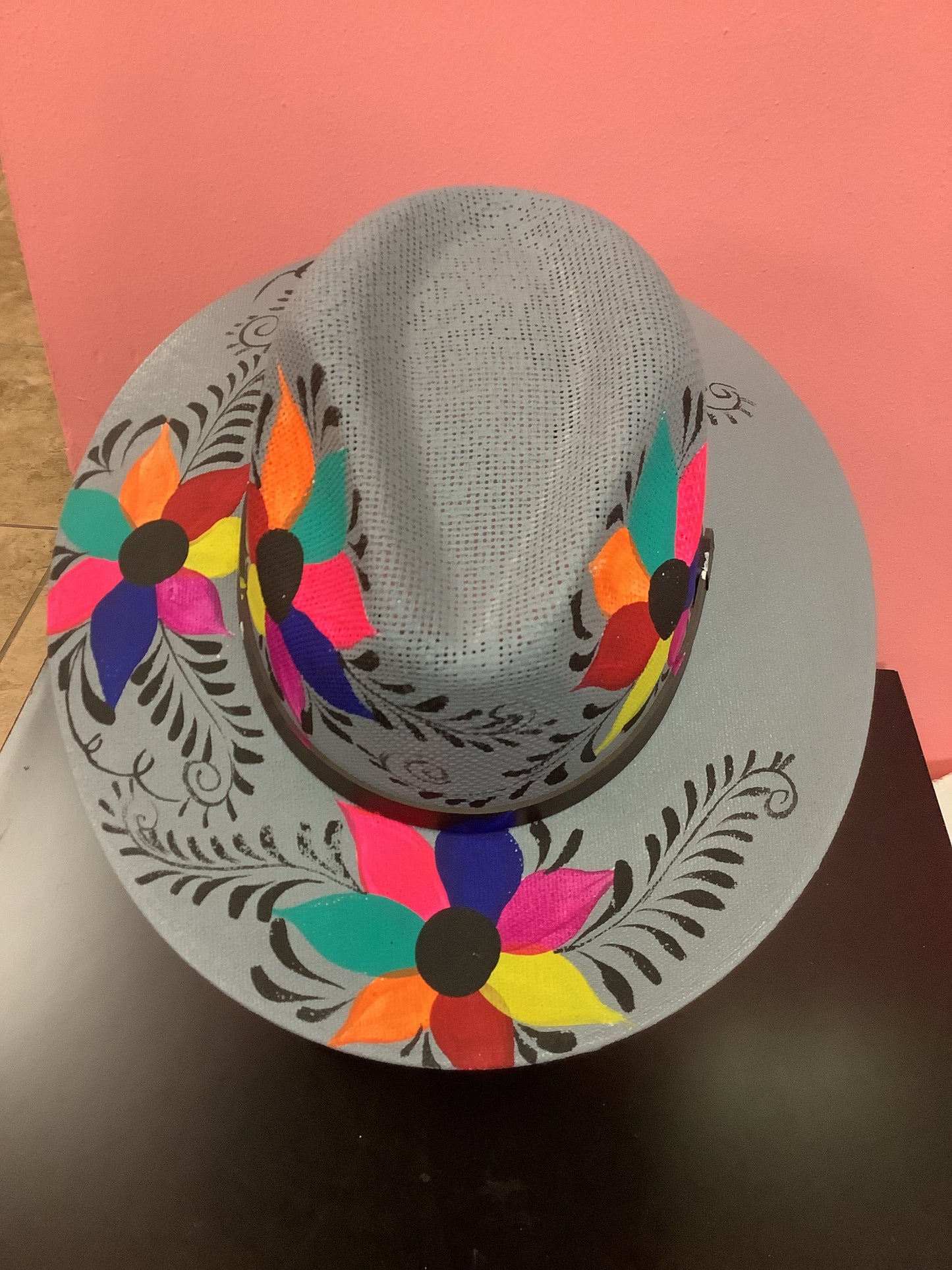 Gray Floral Hat