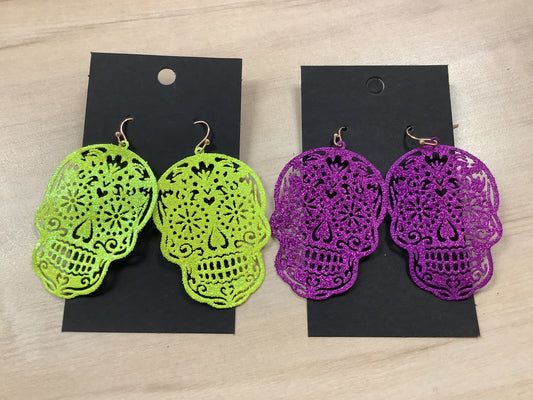 Glitter Skull Earrings