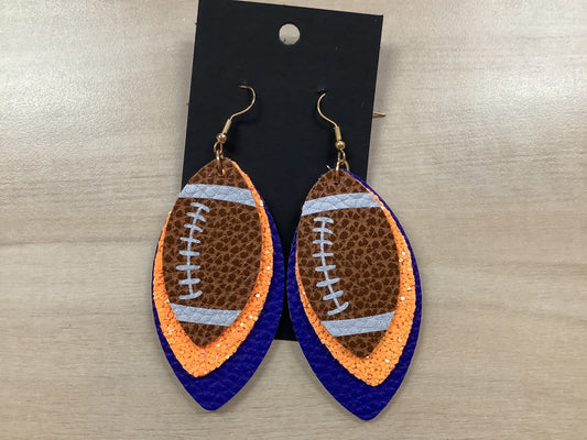 Blue and Orange Football Earrings