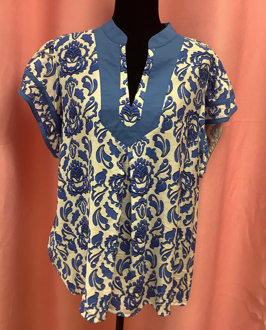 Blue paisley blouse