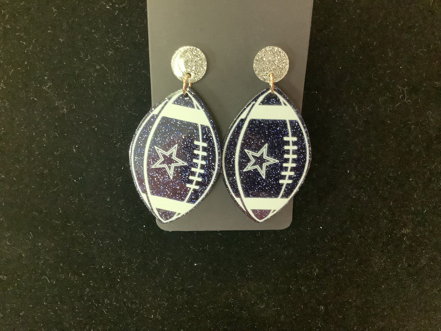 Acrylic Blue Football Earrings