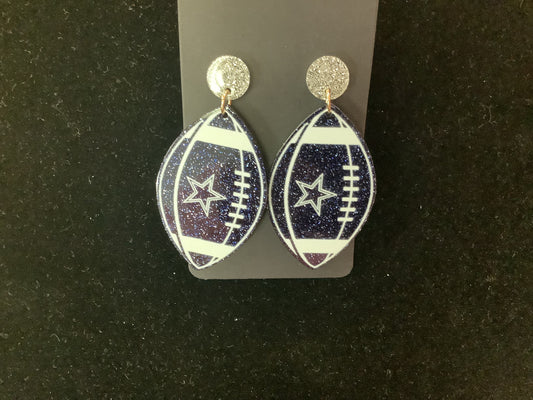 Acrylic Blue Football Earrings