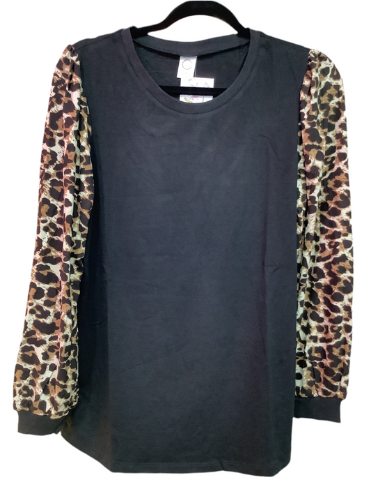 Black Leopard long sleeve top