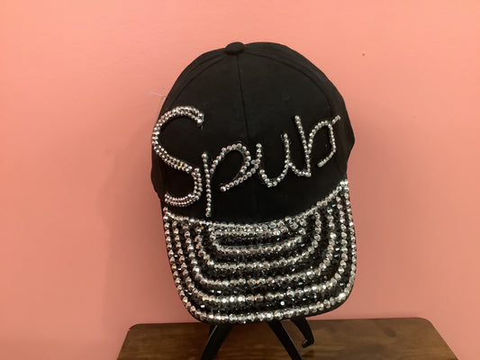 Spurs Black & Silver Bling Cap