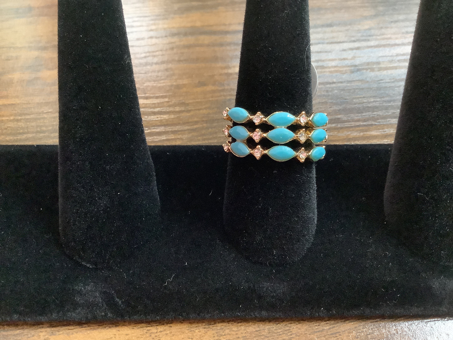 Turquoise Layered Gold Tone Ring