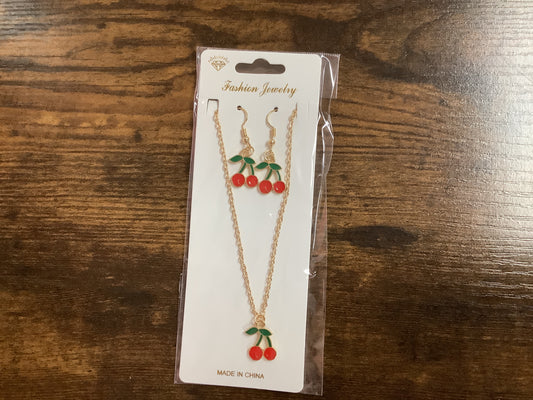 Cherry Earrings and Necklace