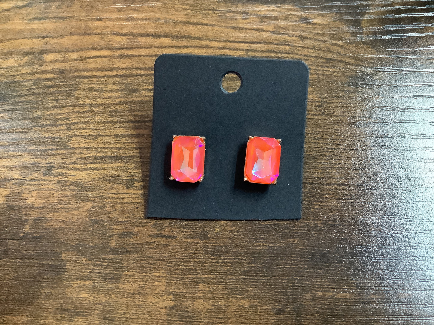 Pink Square Iridescent Earrings