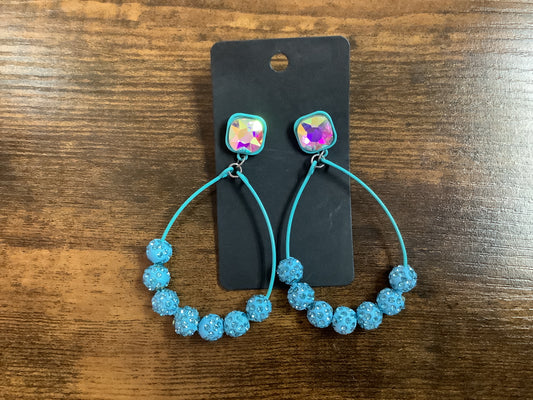 Turquoise Beaded Hoop Earrings