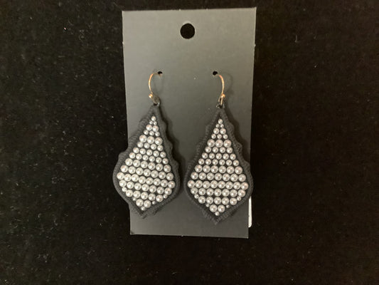 Black with White Pearls Earrings