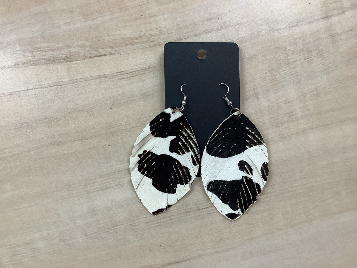 Black and White Cowprint Earrings