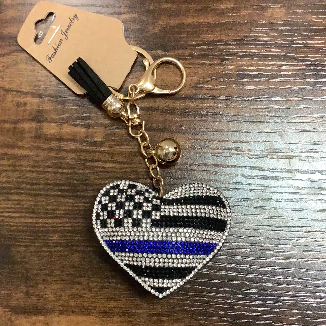 Back up the blue heart keychain