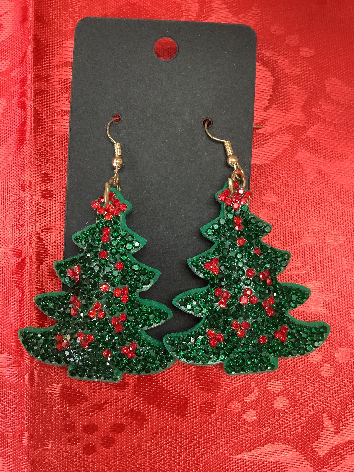 Green And Red Christmas Tree Earrings