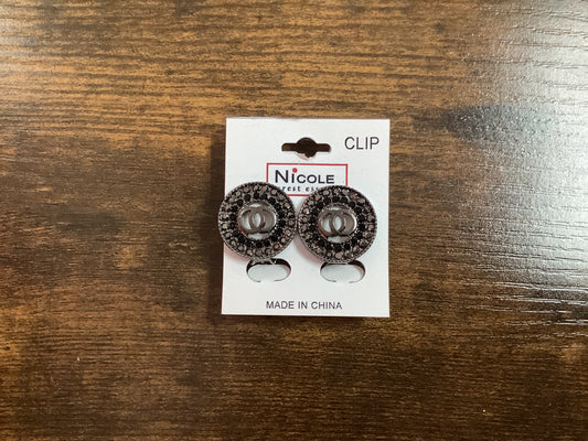 Black Clip Earrings