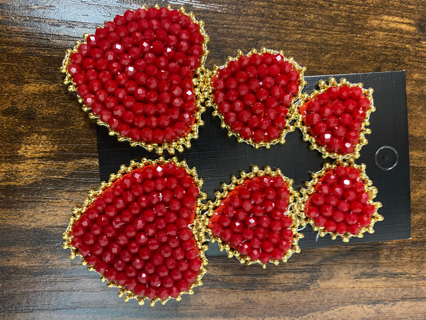 Red Stacked Bead Hearts