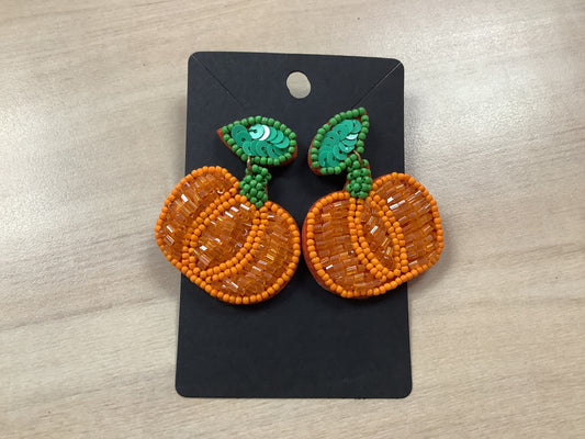 Bead and Sequins Pumpkin Earrings