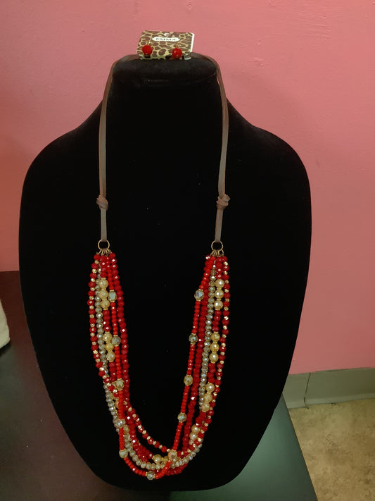 Red and Gold Beaded Necklace