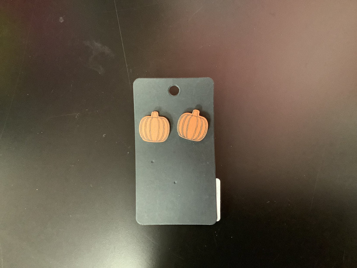Wood Pumpkin Earrings