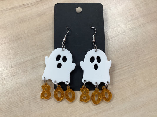 Acrylic Halloween Boo Earrings