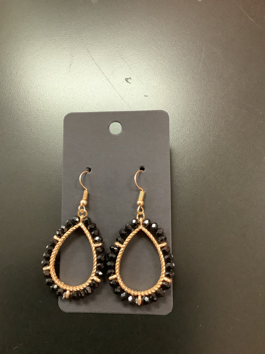 Gold with Black bead dangle