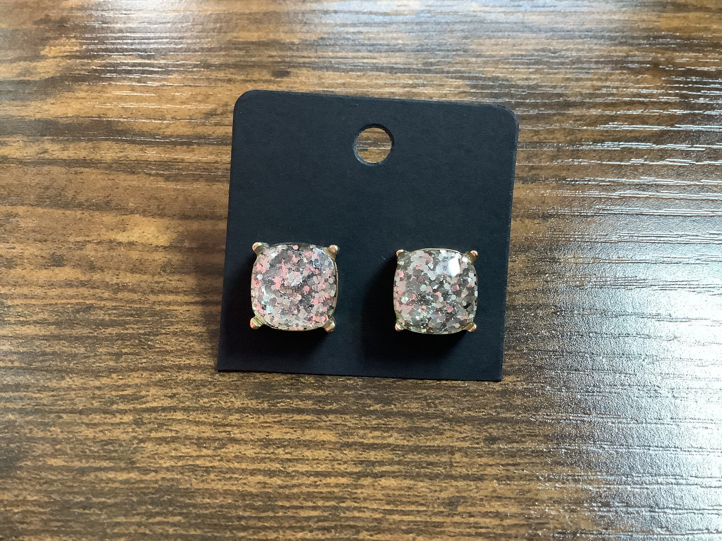 Silver Glitter Look Earrings
