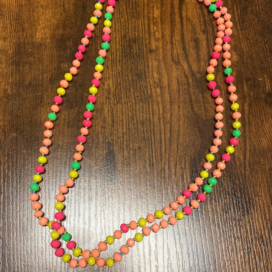 Matte Multi Color Bead Necklace