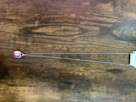 Silver Chain with Iridescent Pendant