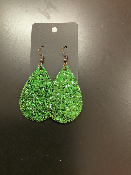 Green Glitter Earrings