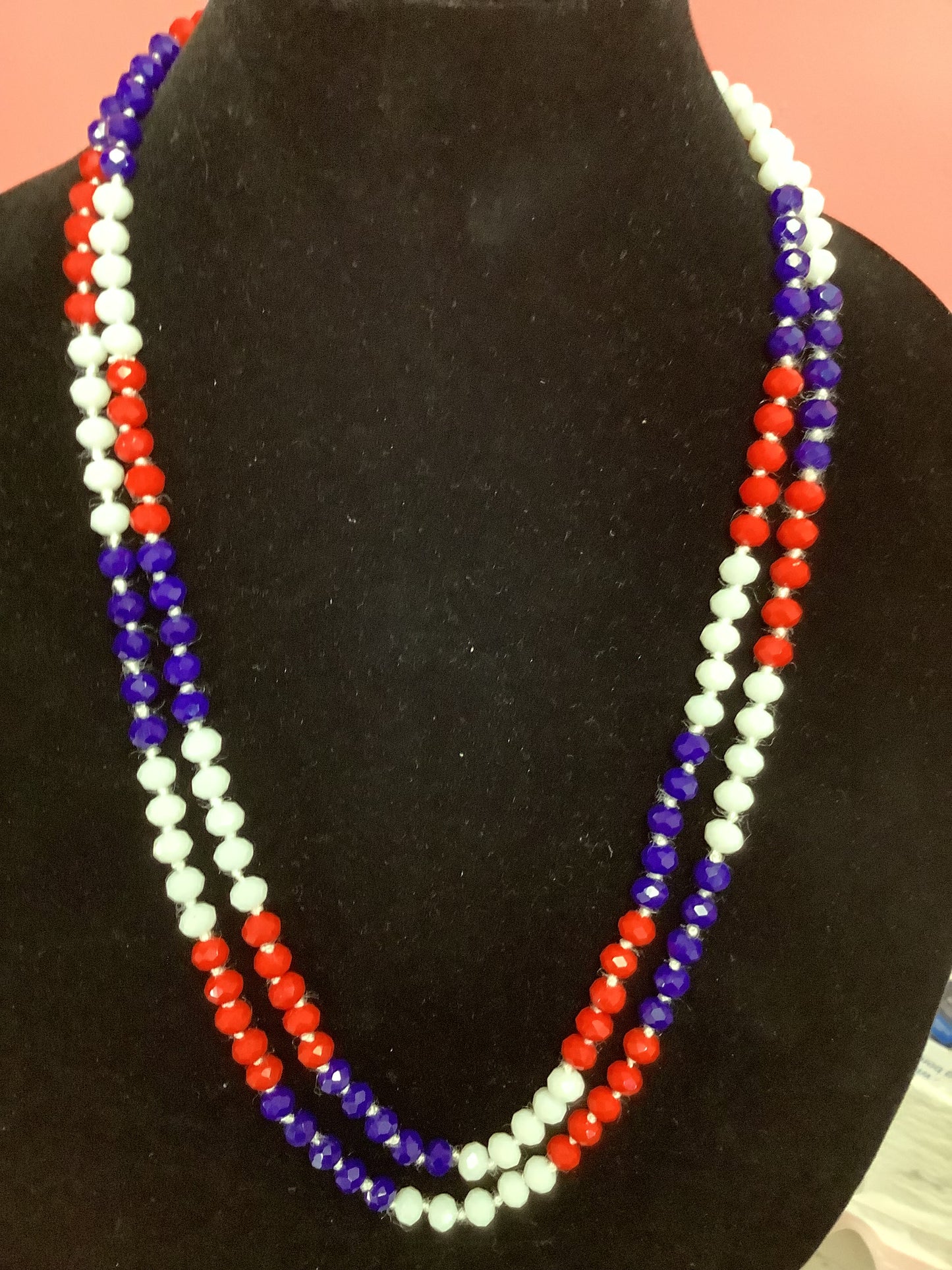 Red White and Blue Beaded Necklace