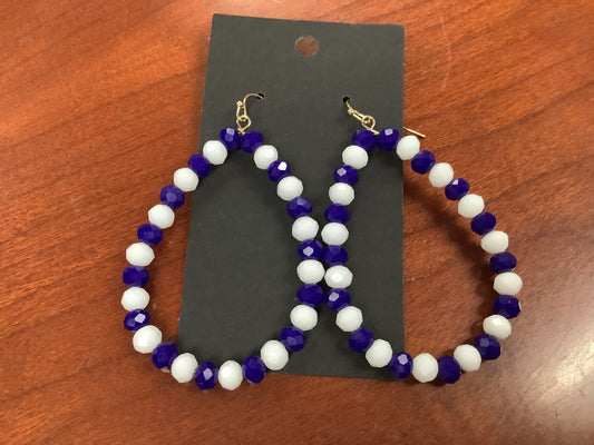Blue and White Beaded Earrings