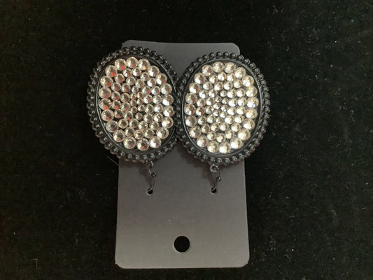 Large Black Rhinestone Earrings