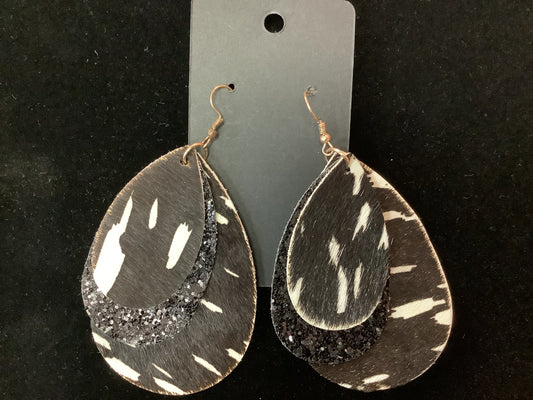 Black Cow Print Earrings