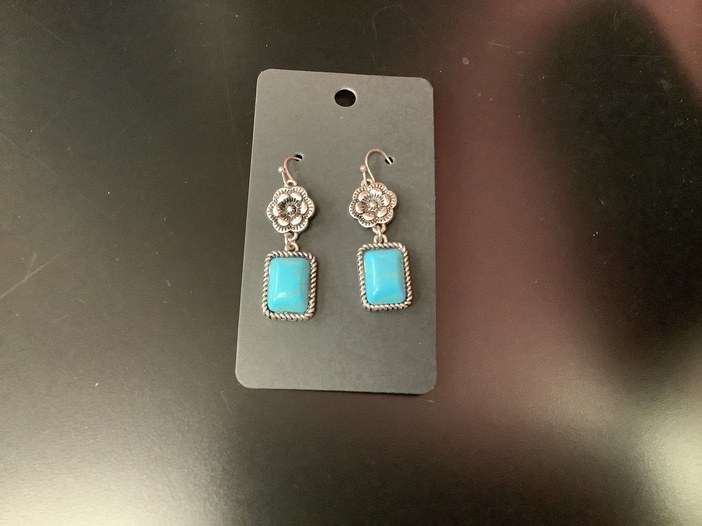 Turquoise Flower Drop  Earrings