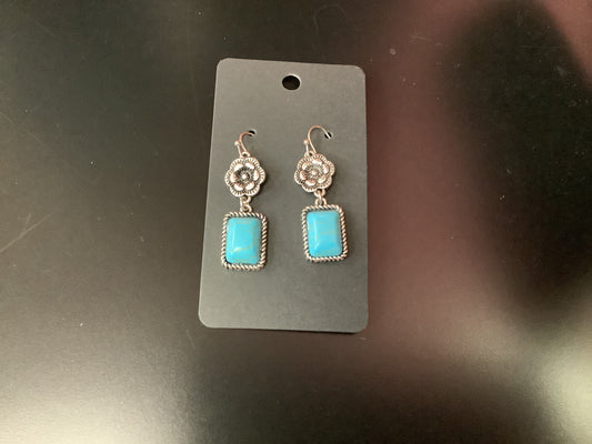 Turquoise Flower Drop  Earrings