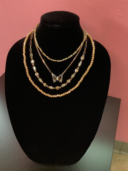 Gold Beaded Layered Necklace