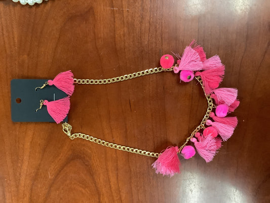 Pom Pom Necklace and Earrings set
