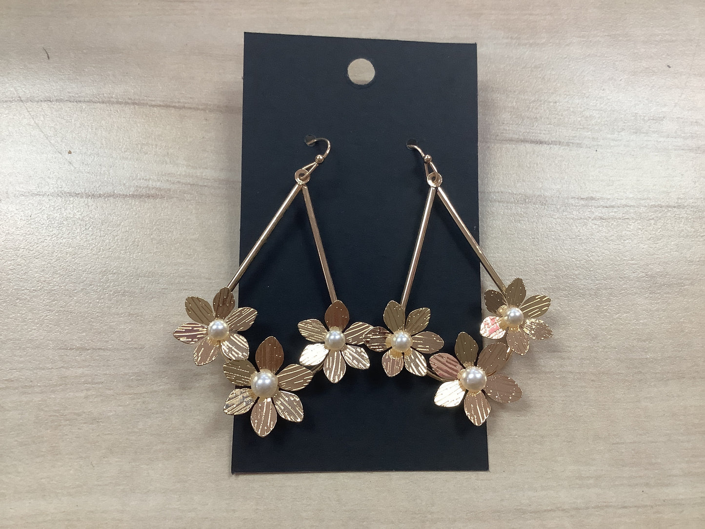 Gold Flower Dangle Earrings