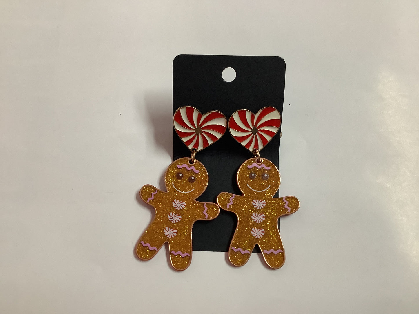 Gingerbread Man With Heart Earrings