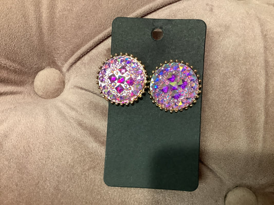 Round Iridescent Stud Earrings