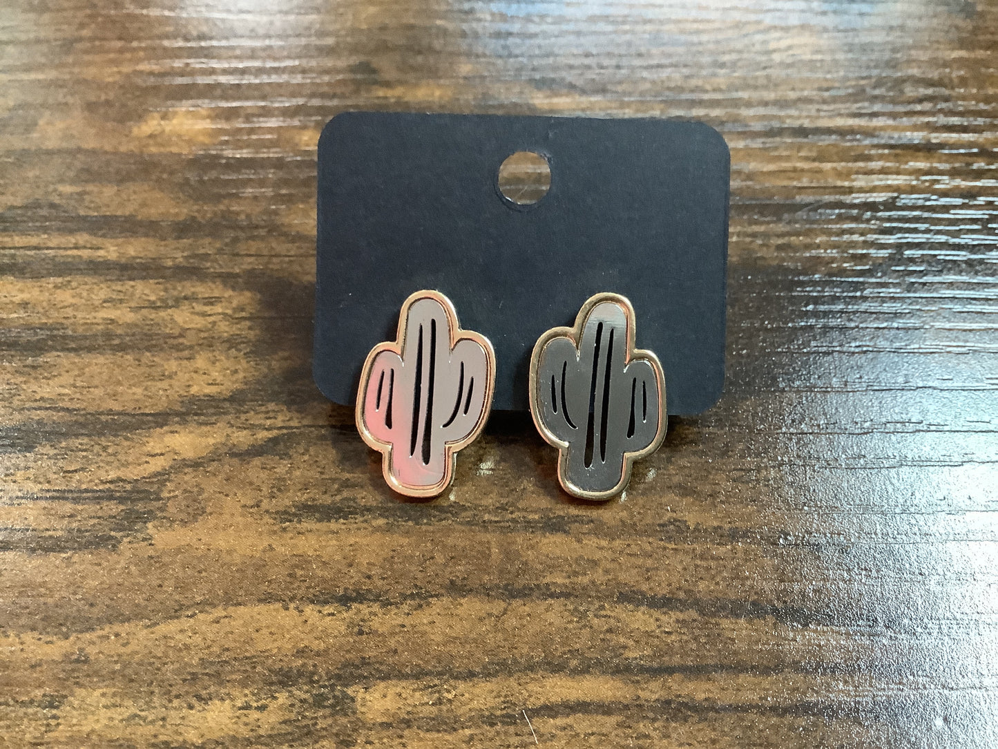 Silver Cactus with Gold Outline Earrings